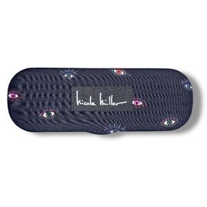 Nicole Miller Designer Eyeglass Hard Case Black Eye Design Pink Interior